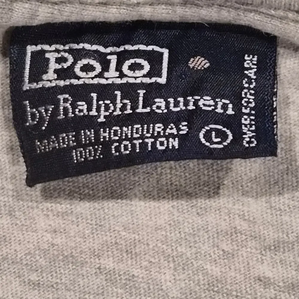 Vintage Polo Ralph Lauren Gray Pocket T-Shirt L Distressed Skater‎ Grunge